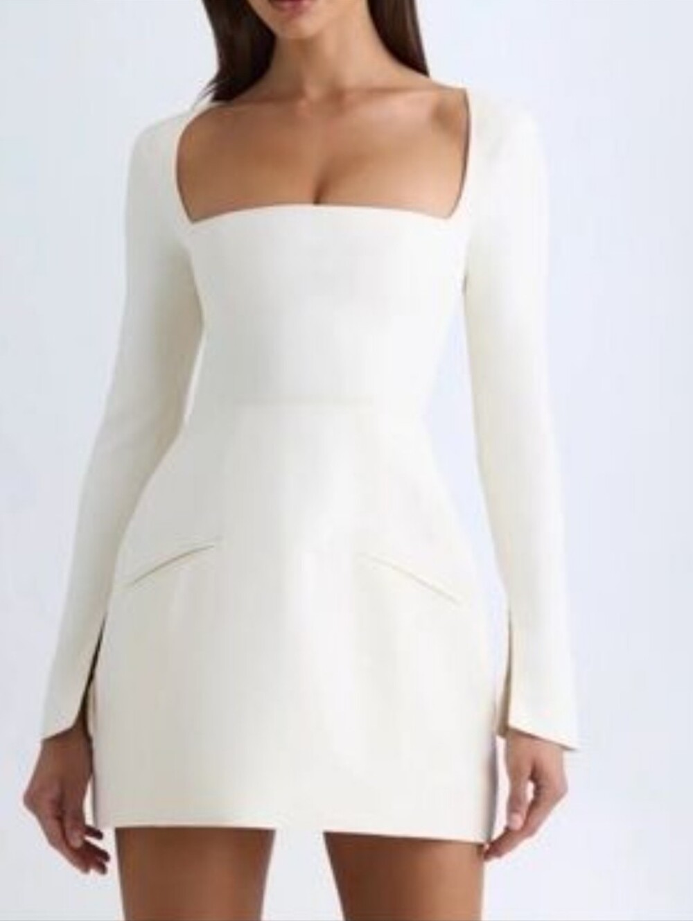 Oh Polly Vanilla Taesha Square Neck Structured Tulip Mini Dress Size 8